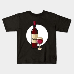 Wine Bottle and Glass Kids T-Shirt